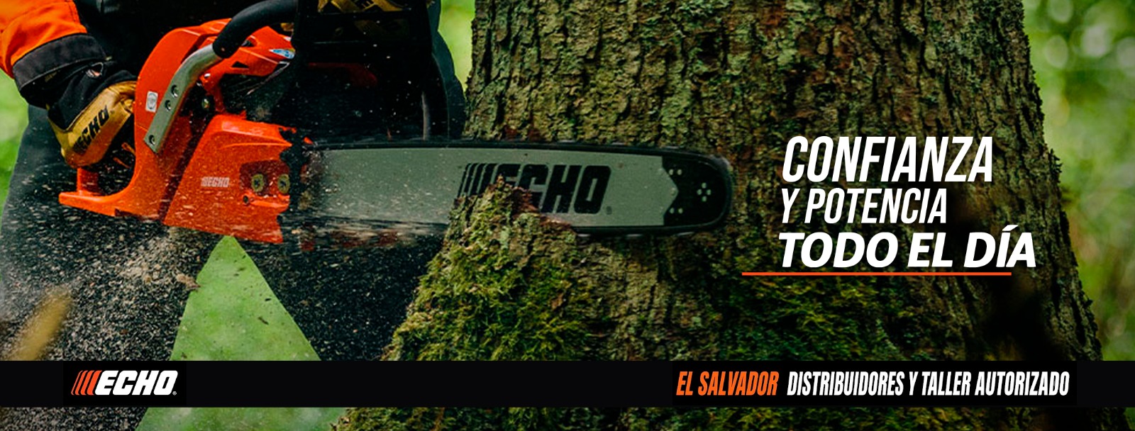 Motosierra ECHO cortando tronco — Confianza y potencia todo el día